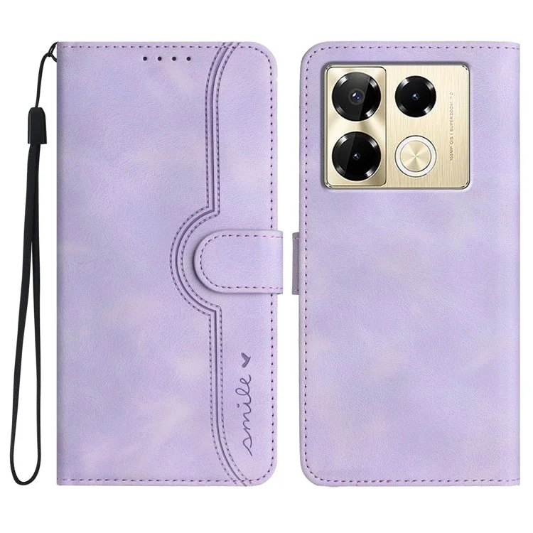 YX0030 Para Infinix Note 40 Pro 4G / 5G / Note 40 Pro+ Case Carteira Stand Capa de Couro - Roxo Claro
