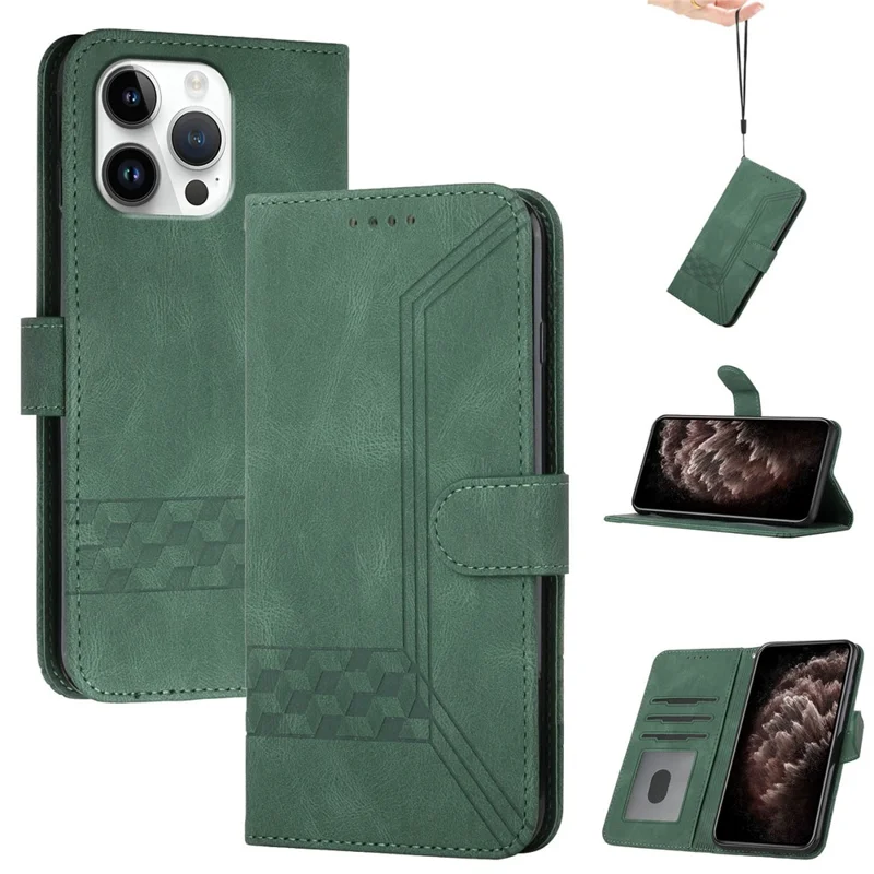 Serie YX0010 per iPhone 16 Pro Case Skin-Touch Texture Leather Phone Cover - Blackish Green