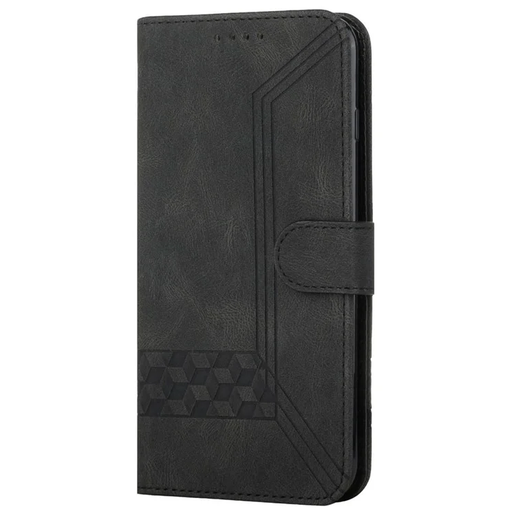 YX0010 Series for Honor 200 Lite Case Leather Phone Cover Rhombus Lines Pattern - Black