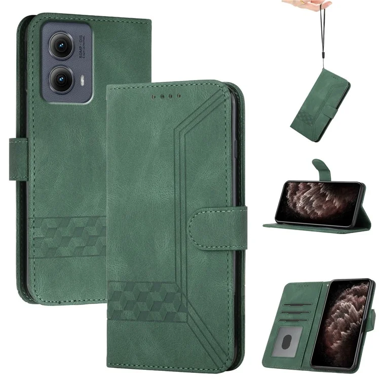 YX0010-Serie für Motorola Edge (2024) 5G-Hülle, PU-Leder-Skin-Touch-Telefon-Geldbörse - Schwärzlich Grün
