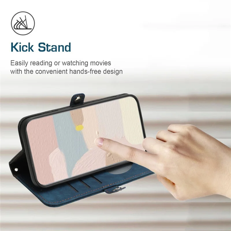 YX0020 For Oppo A60 4G Leather Case Folding Stand Wallet Phone Cover with Strap - Sapphire