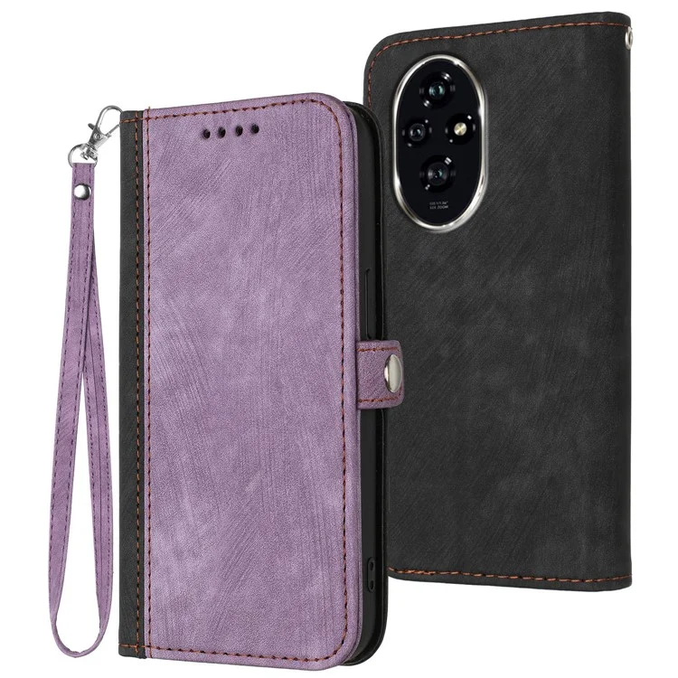 YX0020 For Honor 200 5G Case Shockproof Leather Phone Cover with Hand Strap - Roxo