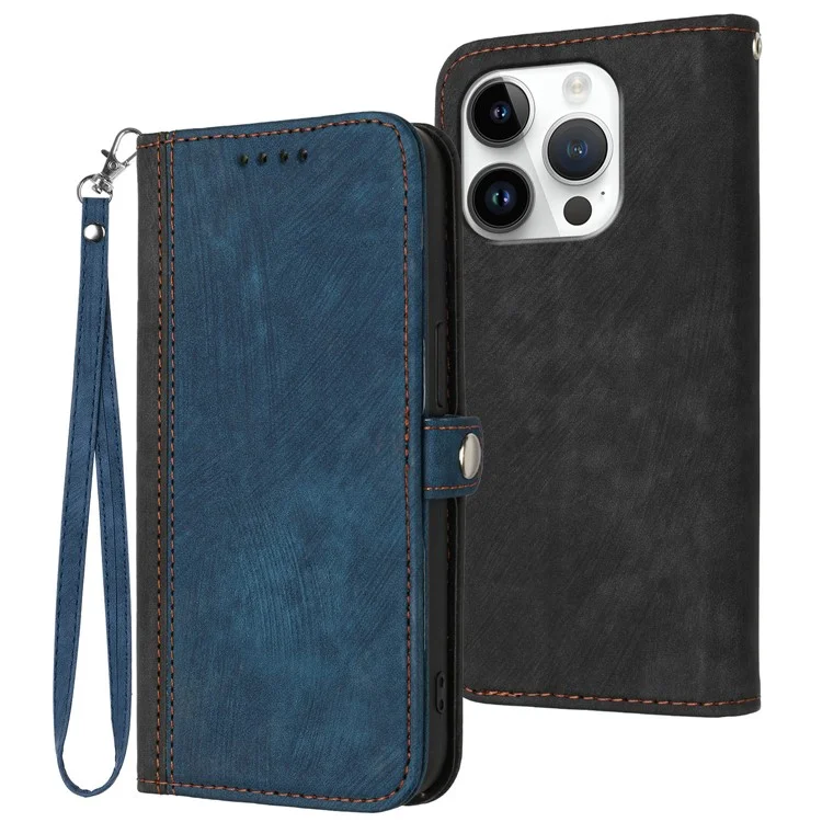 YX0020 Für iPhone 16 Pro Case Wallet Stand Skin Touch Leather Phone Cover - Saphir