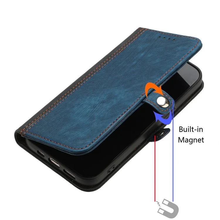 YX0020 Für iPhone 16 Pro Case Wallet Stand Skin Touch Leather Phone Cover - Saphir
