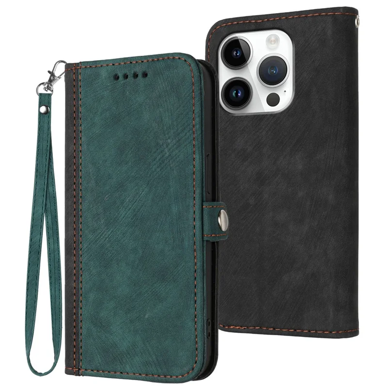 YX0020 Para iPhone 16 Pro Max Case Phone Leather Cover Dual Magnetic Clasps - Blackish Green