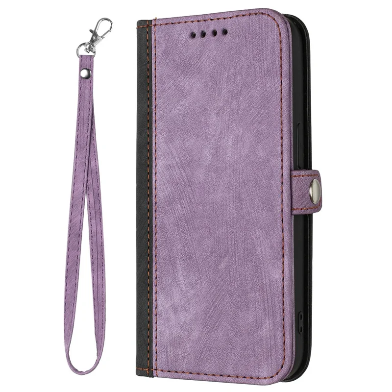 YX0020 For Motorola Edge 50 Fusion 5G Case Skin Feel Leather Wallet Cover with Strap - Purple