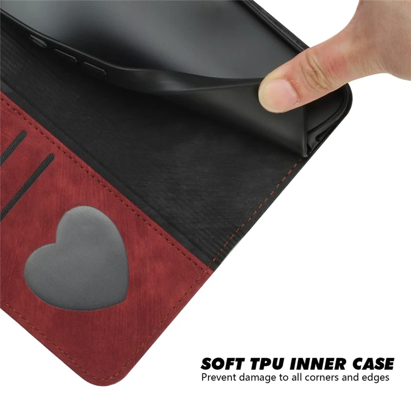 YX0020 For Motorola Edge (2024) 5G Leather Case Phone Cover with Hand Strap - Red