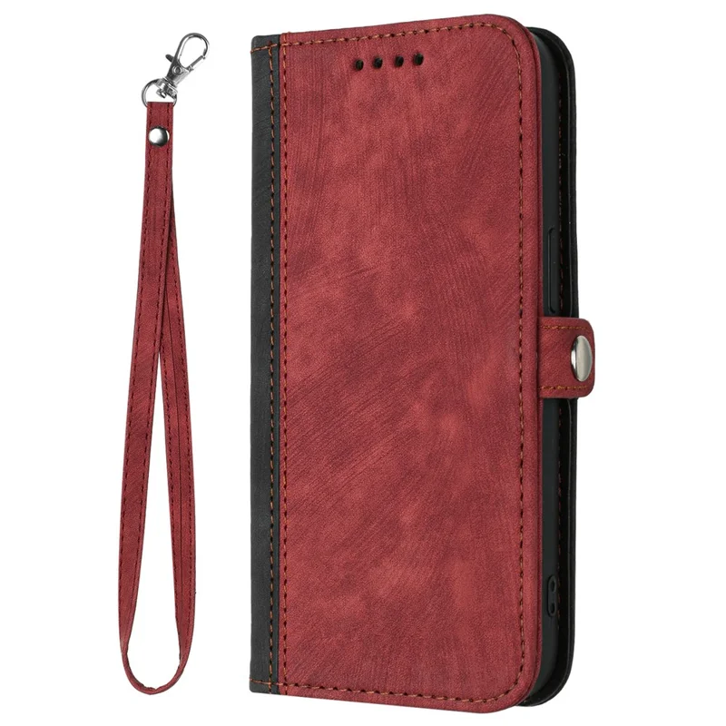 YX0020 For Motorola Edge (2024) 5G Leather Case Phone Cover with Hand Strap - Red
