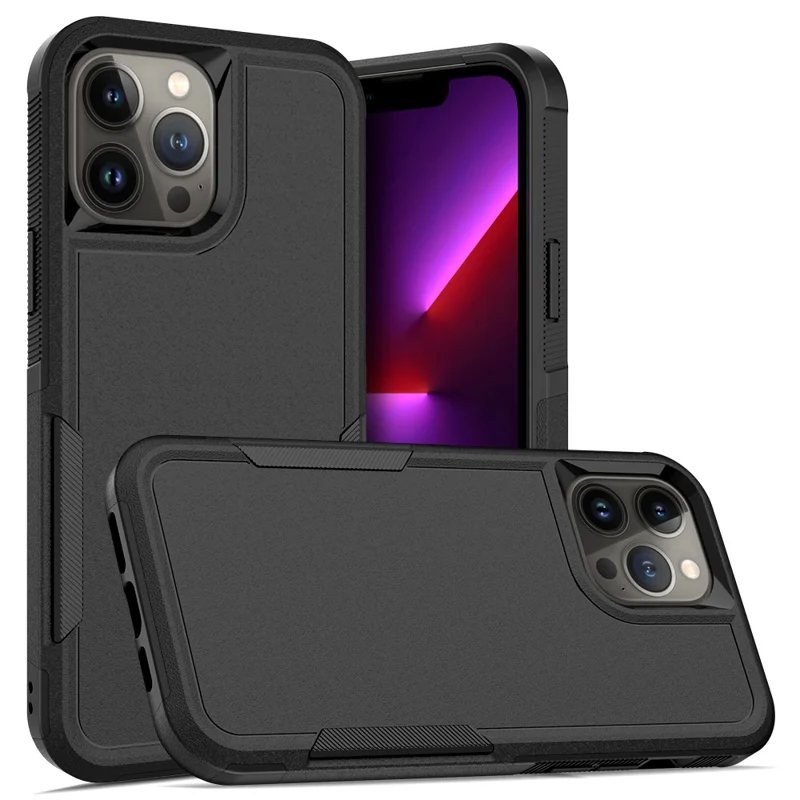 Für iPhone 13 Pro Max 6,7 Zoll PC + Soft TPU Dual Layer Schutzgehäuse Anti-Kratzer Handyhülle - Schwarz