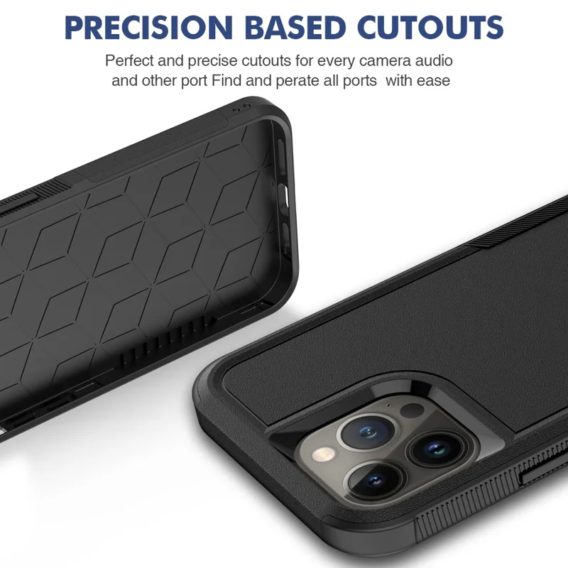 Für iPhone 13 Pro Max 6,7 Zoll PC + Soft TPU Dual Layer Schutzgehäuse Anti-Kratzer Handyhülle - Schwarz