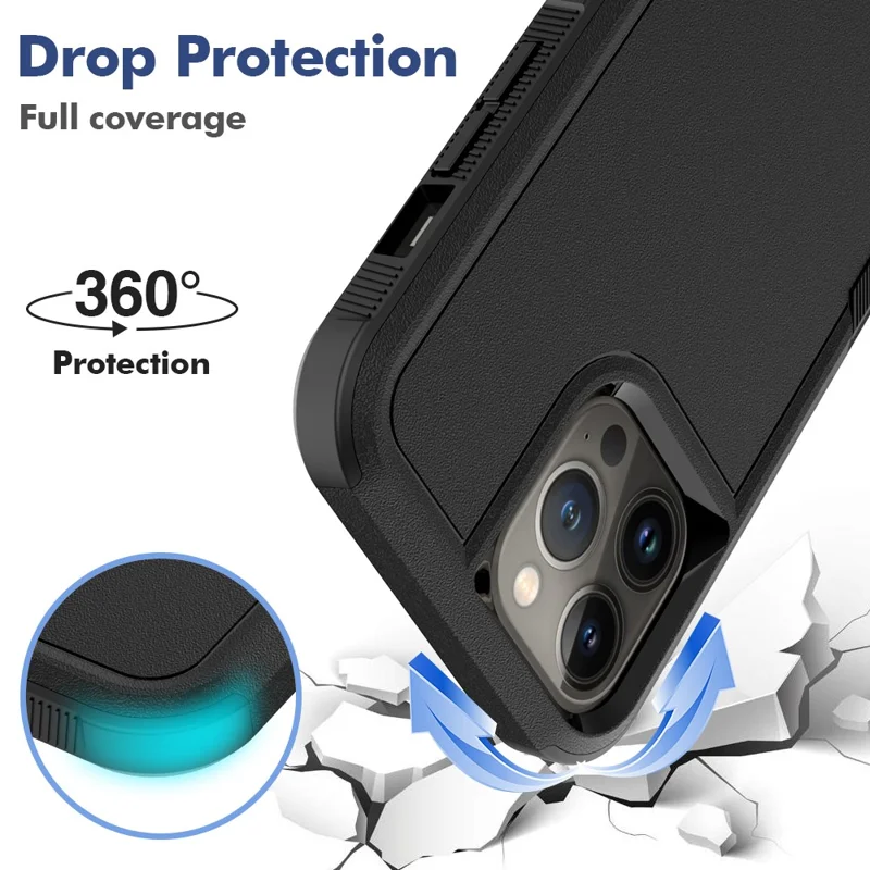Für iPhone 13 Pro Max 6,7 Zoll PC + Soft TPU Dual Layer Schutzgehäuse Anti-Kratzer Handyhülle - Schwarz