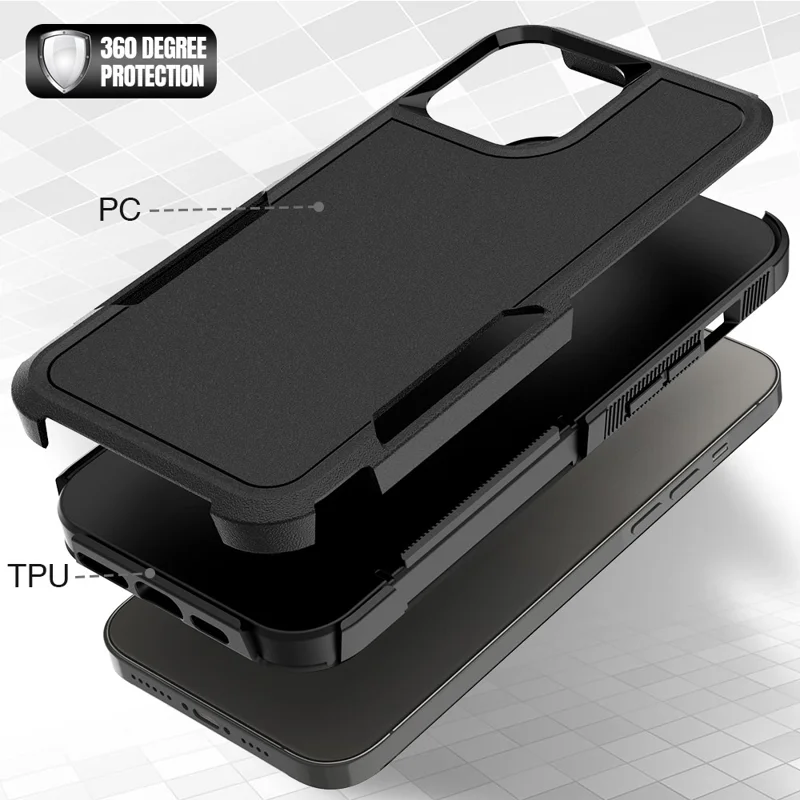 Für iPhone 13 Pro Max 6,7 Zoll PC + Soft TPU Dual Layer Schutzgehäuse Anti-Kratzer Handyhülle - Schwarz