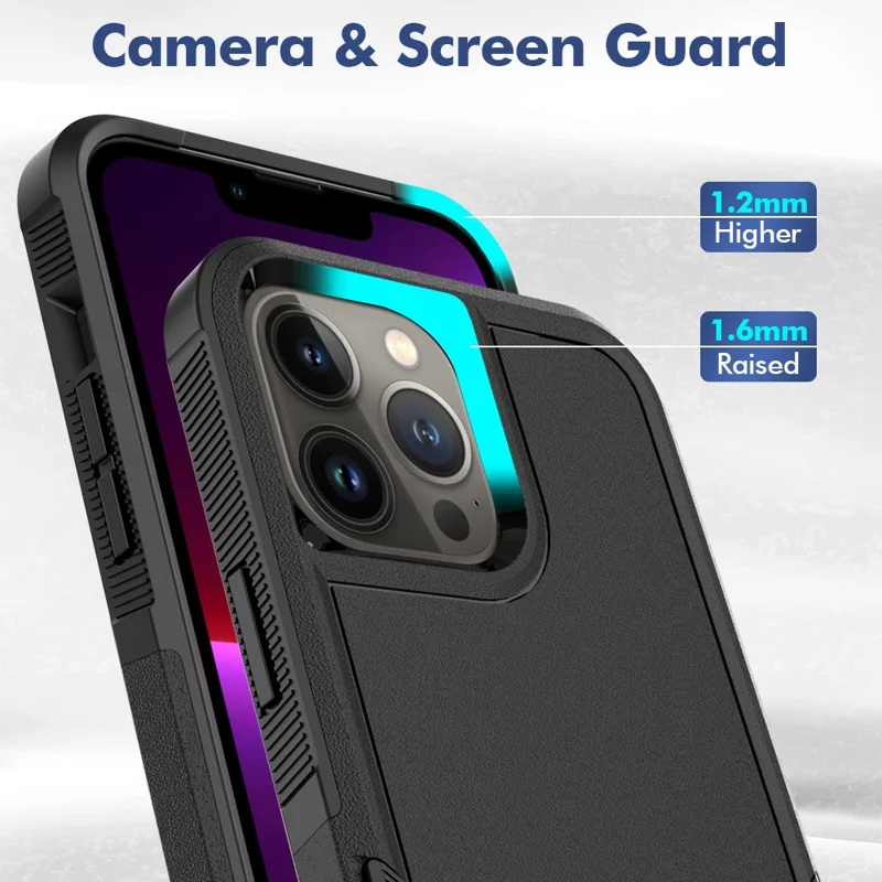 Für iPhone 13 Pro Max 6,7 Zoll PC + Soft TPU Dual Layer Schutzgehäuse Anti-Kratzer Handyhülle - Schwarz