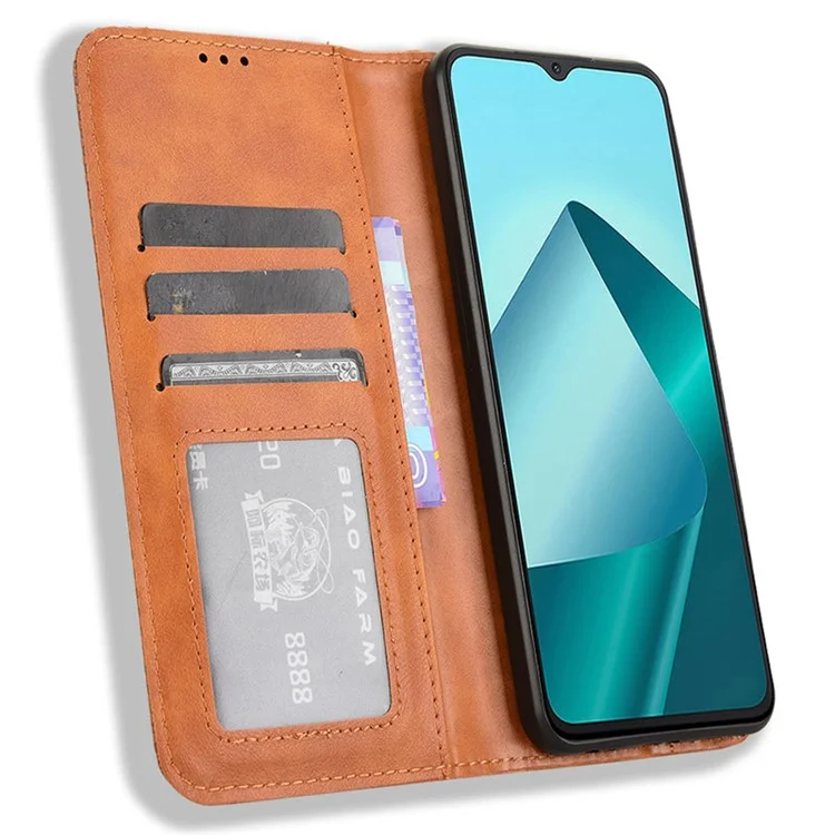 For Wiko T20 Case Retro PU Leather Flip Phone Cover Magnetic Absorption - Brown
