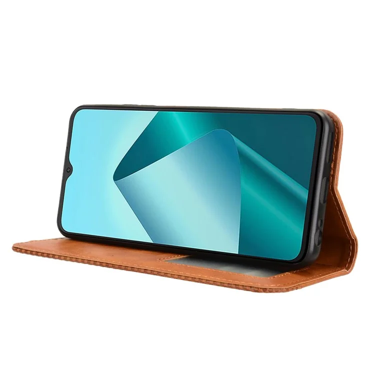 For Wiko T20 Case Retro PU Leather Flip Phone Cover Magnetic Absorption - Brown
