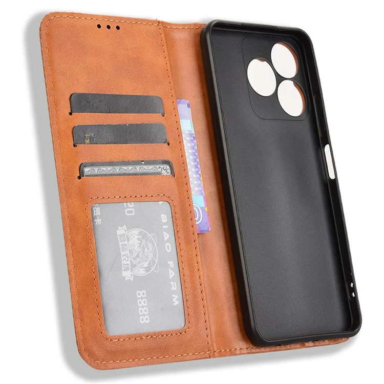 For Wiko T20 Case Retro PU Leather Flip Phone Cover Magnetic Absorption - Brown