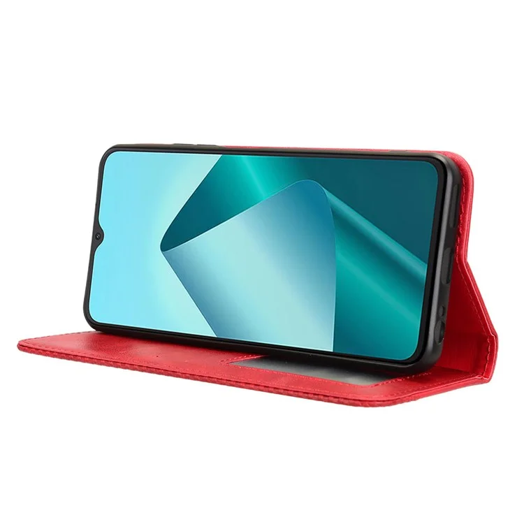 Für Wiko T20 Hülle Retro PU-Leder Flip Handyhülle Magnetische Absorption - Rot
