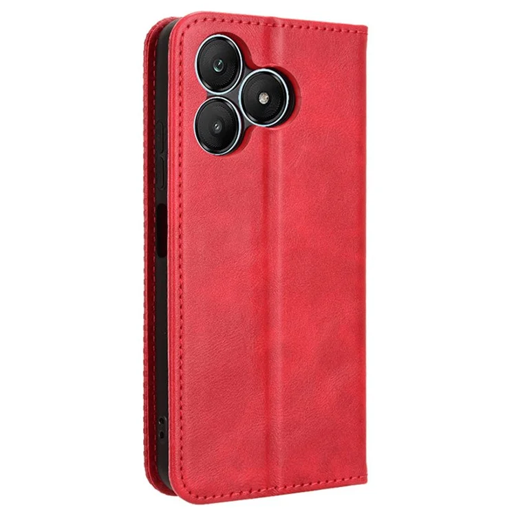 Für Wiko T20 Hülle Retro PU-Leder Flip Handyhülle Magnetische Absorption - Rot