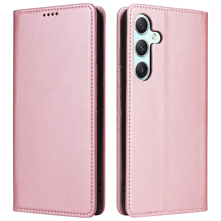 For Samsung Galaxy A34 5G Case Leather RFID Blocking Card Slots Phone Cover - Pink