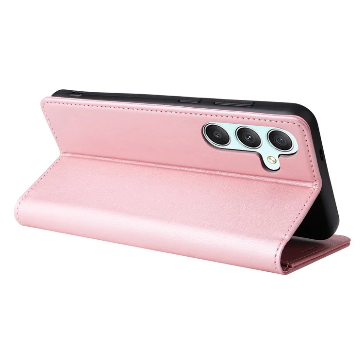 For Samsung Galaxy A34 5G Case Leather RFID Blocking Card Slots Phone Cover - Pink