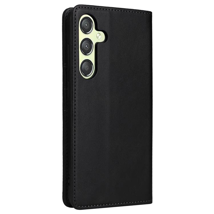For Samsung Galaxy A24 4G (162.1 X 77.6 X 8.3mm) Case Stand RFID Blocking Leather Phone Cover - Black