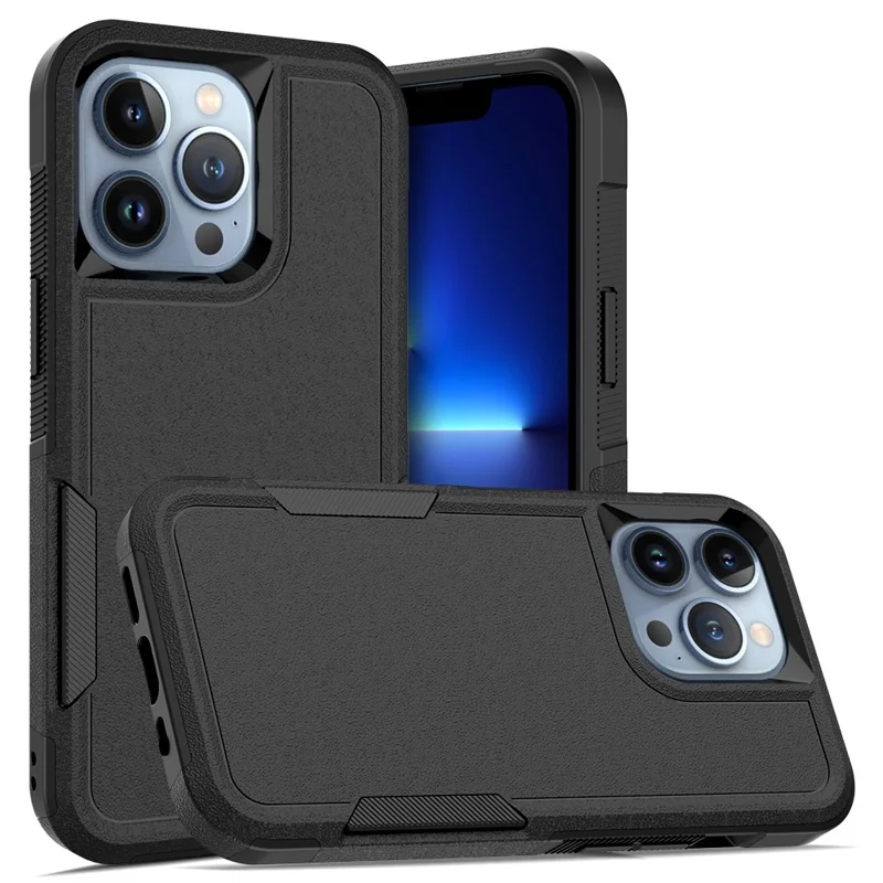 Pour iPhone 13 Pro 6.1 pouces Étui de protection anti-poussière et anti-chute Coque de téléphone en PC dur + TPU souple Anti-rayures - Noir