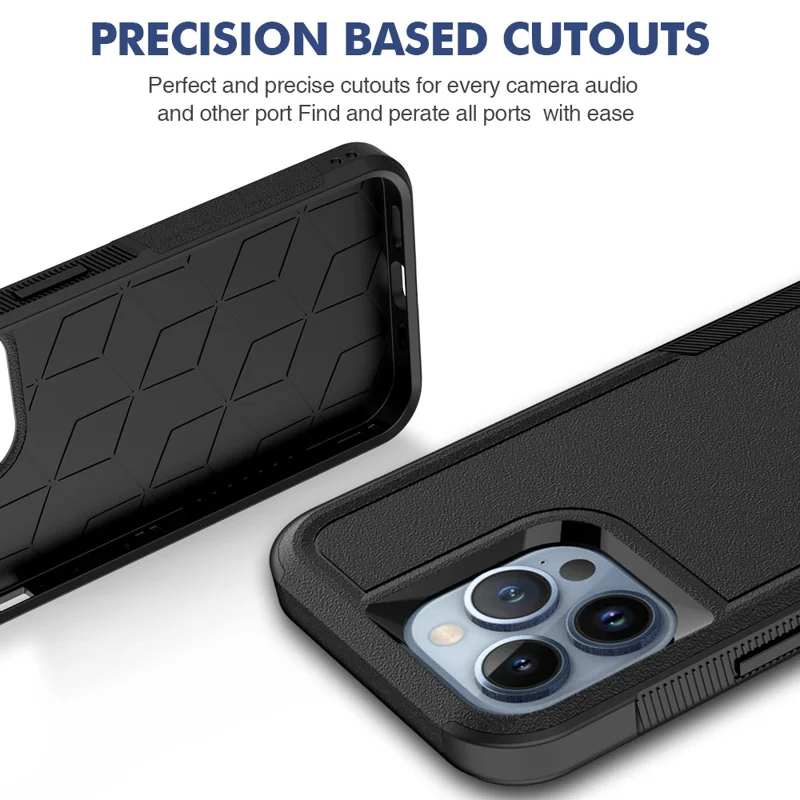 Pour iPhone 13 Pro 6.1 pouces Étui de protection anti-poussière et anti-chute Coque de téléphone en PC dur + TPU souple Anti-rayures - Noir