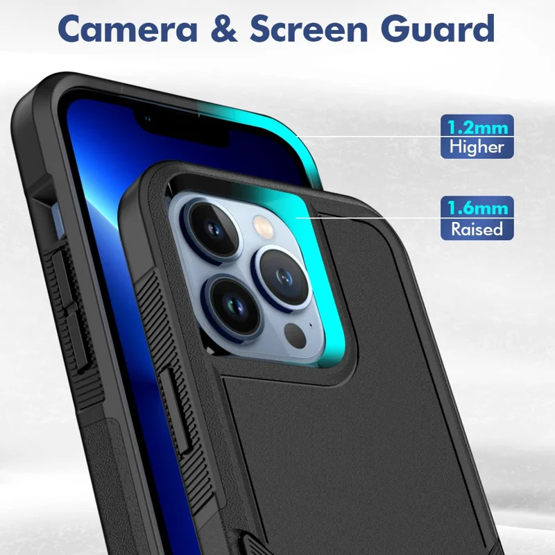 Pour iPhone 13 Pro 6.1 pouces Étui de protection anti-poussière et anti-chute Coque de téléphone en PC dur + TPU souple Anti-rayures - Noir