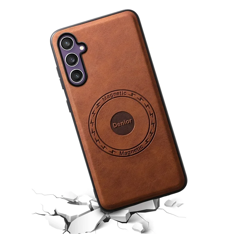DENIOR D14 For Samsung Galaxy S24 Case Compatible with MagSafe Card Slots Kickstand Phone Cover - Brown