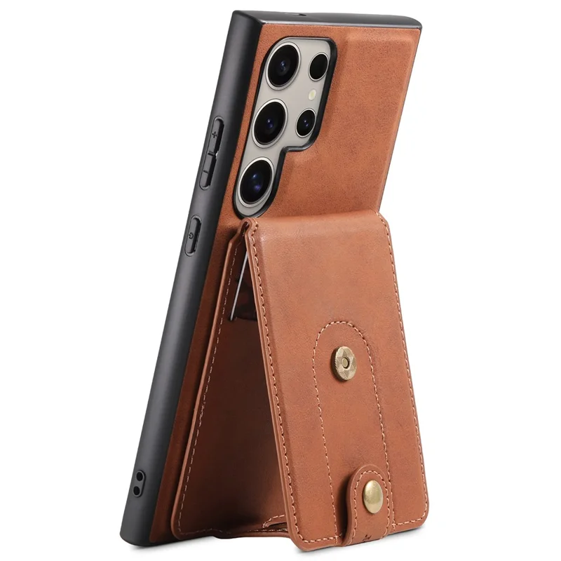 DENIOR D14 For Samsung Galaxy S23 Ultra Magnetic Case 2 in 1 Detachable PU+PC+TPU Phone Cover - Brown