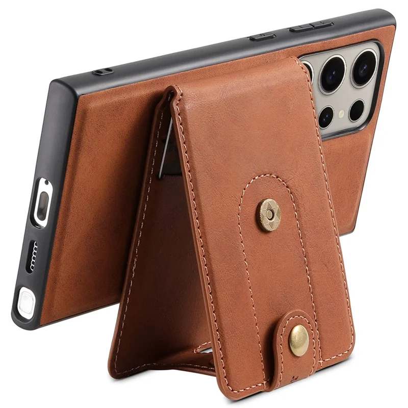 DENIOR D14 For Samsung Galaxy S23 Ultra Magnetic Case 2 in 1 Detachable PU+PC+TPU Phone Cover - Brown