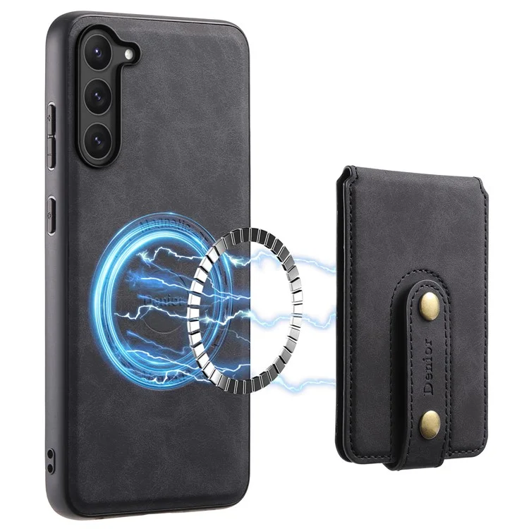 DENIOR D14 For Samsung Galaxy S23 Case Kickstand Card Slots Hybrid Phone Cover Compatible with MagSafe - Black