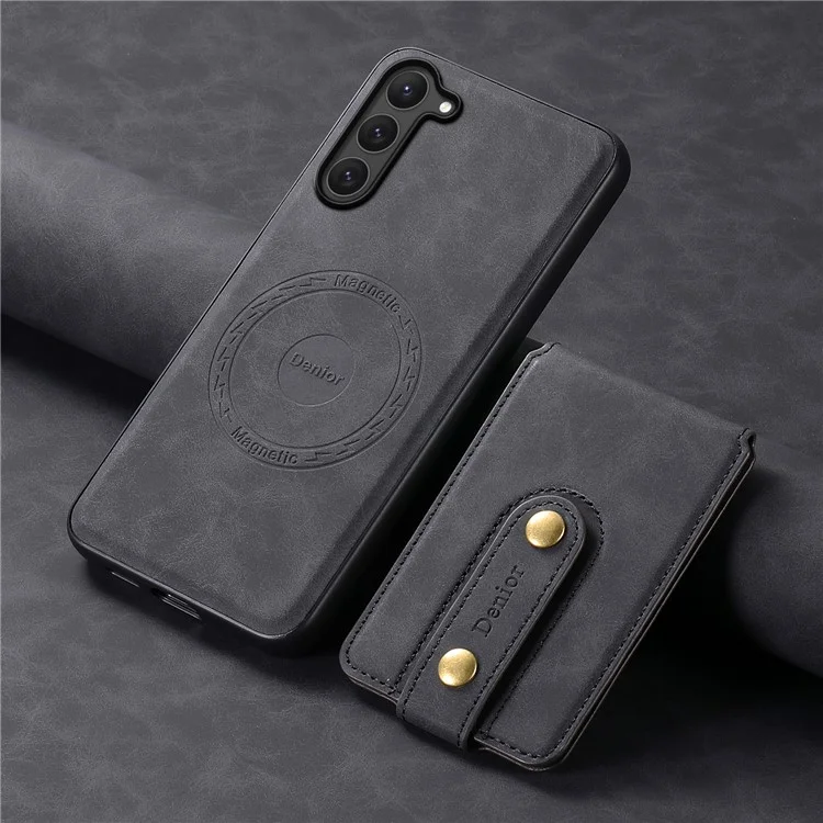 DENIOR D14 For Samsung Galaxy S23 Case Kickstand Card Slots Hybrid Phone Cover Compatible with MagSafe - Black