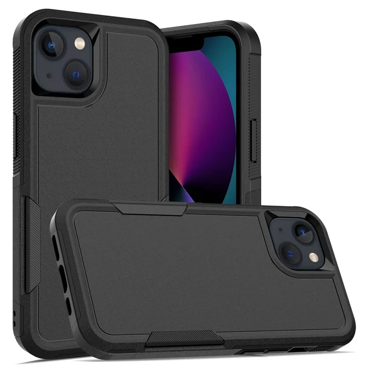 For iPhone 13 6.1 inch Anti-fingerprint Lightweight PC + Soft TPU Dual Layer Protection Case Anti-scratch Phone Cover - Black