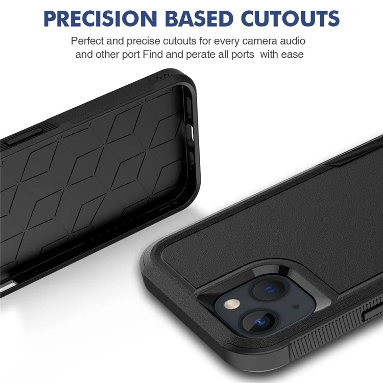 For iPhone 13 6.1 inch Anti-fingerprint Lightweight PC + Soft TPU Dual Layer Protection Case Anti-scratch Phone Cover - Black
