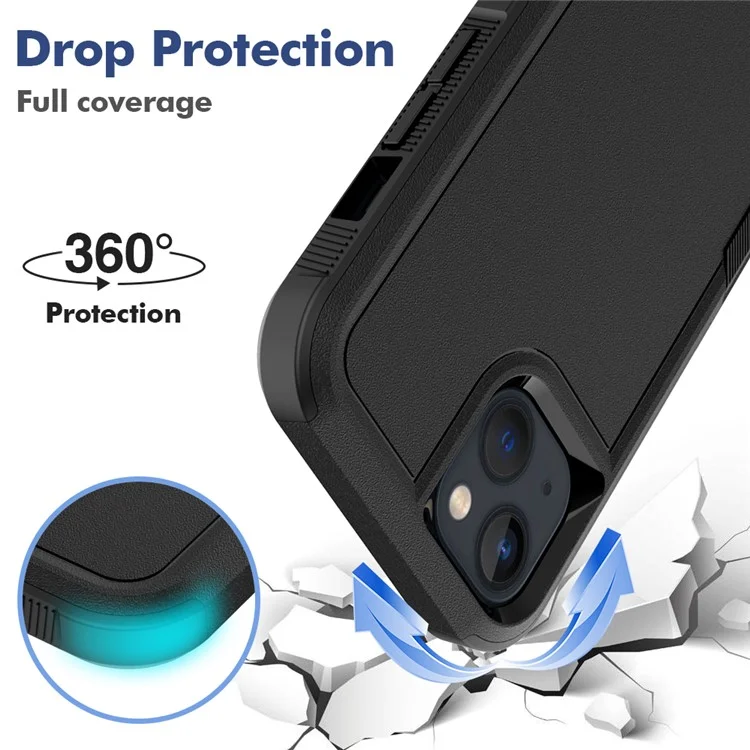 For iPhone 13 6.1 inch Anti-fingerprint Lightweight PC + Soft TPU Dual Layer Protection Case Anti-scratch Phone Cover - Black