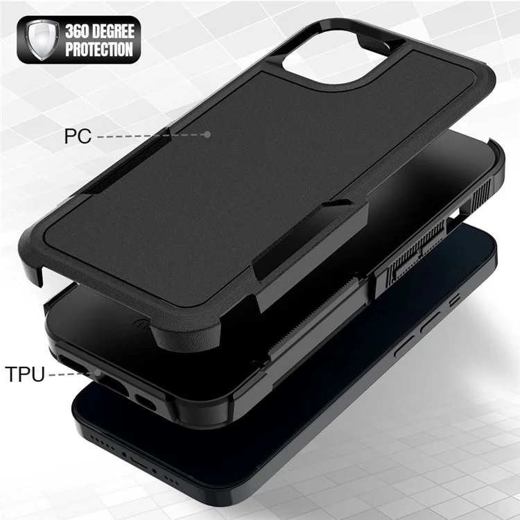 For iPhone 13 6.1 inch Anti-fingerprint Lightweight PC + Soft TPU Dual Layer Protection Case Anti-scratch Phone Cover - Black