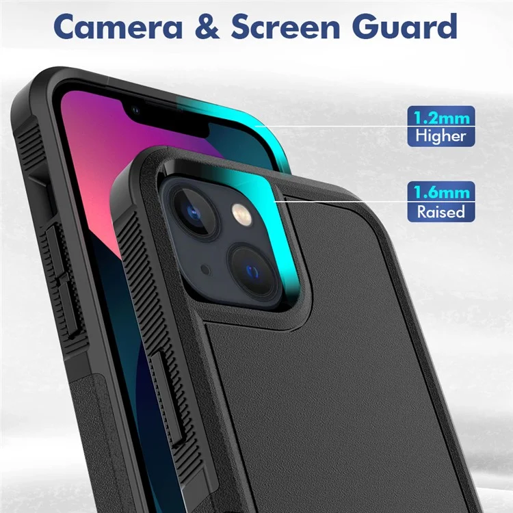 For iPhone 13 6.1 inch Anti-fingerprint Lightweight PC + Soft TPU Dual Layer Protection Case Anti-scratch Phone Cover - Black