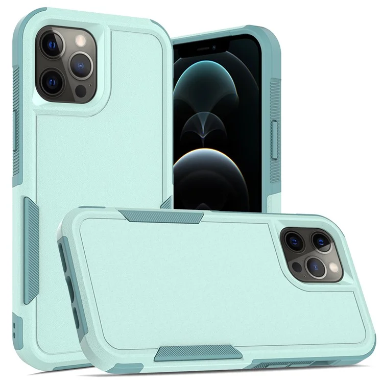 Phone Back Cover for iPhone 12 Pro Max 6.7 inch, Hard PC + Soft TPU Dual Layer Protection Case Anti-scratch Phone Shell - Mint Green