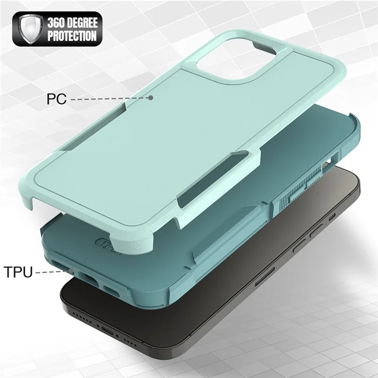Phone Back Cover for iPhone 12 Pro Max 6.7 inch, Hard PC + Soft TPU Dual Layer Protection Case Anti-scratch Phone Shell - Mint Green