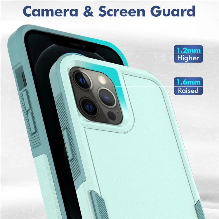 Phone Back Cover for iPhone 12 Pro Max 6.7 inch, Hard PC + Soft TPU Dual Layer Protection Case Anti-scratch Phone Shell - Mint Green