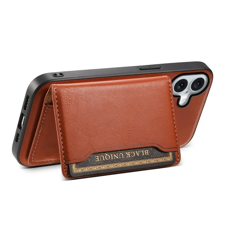 DENIOR D12 Para iPhone 16 Capa Compatível com Magsafe PU+TPU+PC Capa de Telefone - Marrom