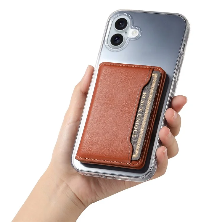 DENIOR D12 Para iPhone 16 Capa Compatível com Magsafe PU+TPU+PC Capa de Telefone - Marrom