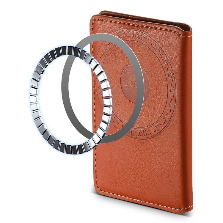 DENIOR D12 Para iPhone 16 Capa Compatível com Magsafe PU+TPU+PC Capa de Telefone - Marrom