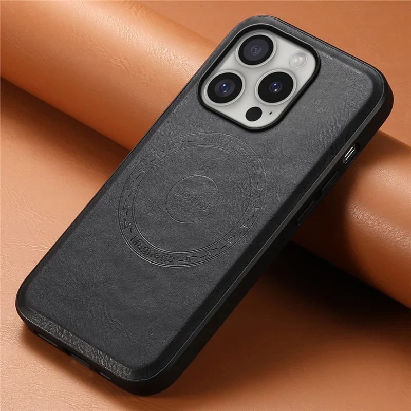 DENIOR A10 для iPhone 16 Pro Чехол с текстурой под кожу Кожаная задняя крышка, совместимая с MagSafe - Черный