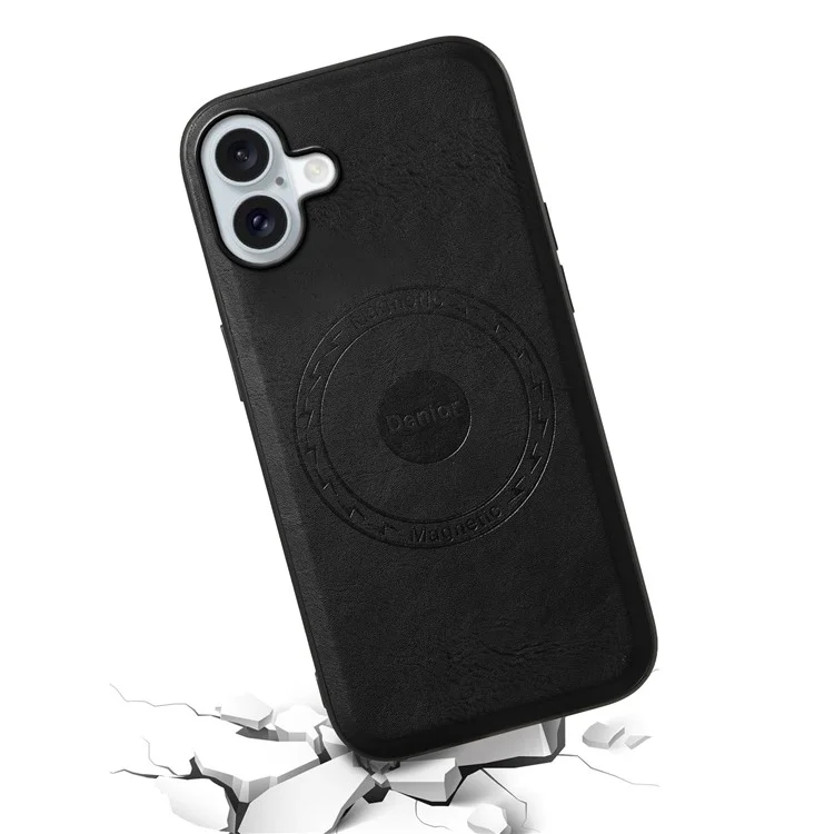DENIOR A10 для чехла iPhone 16 Plus из кожи и поликарбоната с TPU - черный