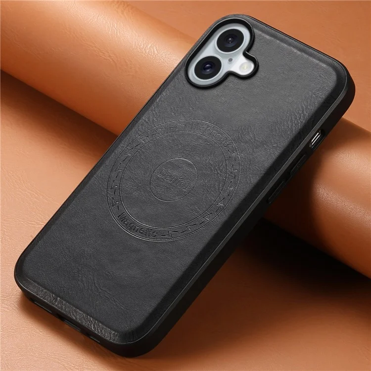 DENIOR A10 для чехла iPhone 16 Plus из кожи и поликарбоната с TPU - черный