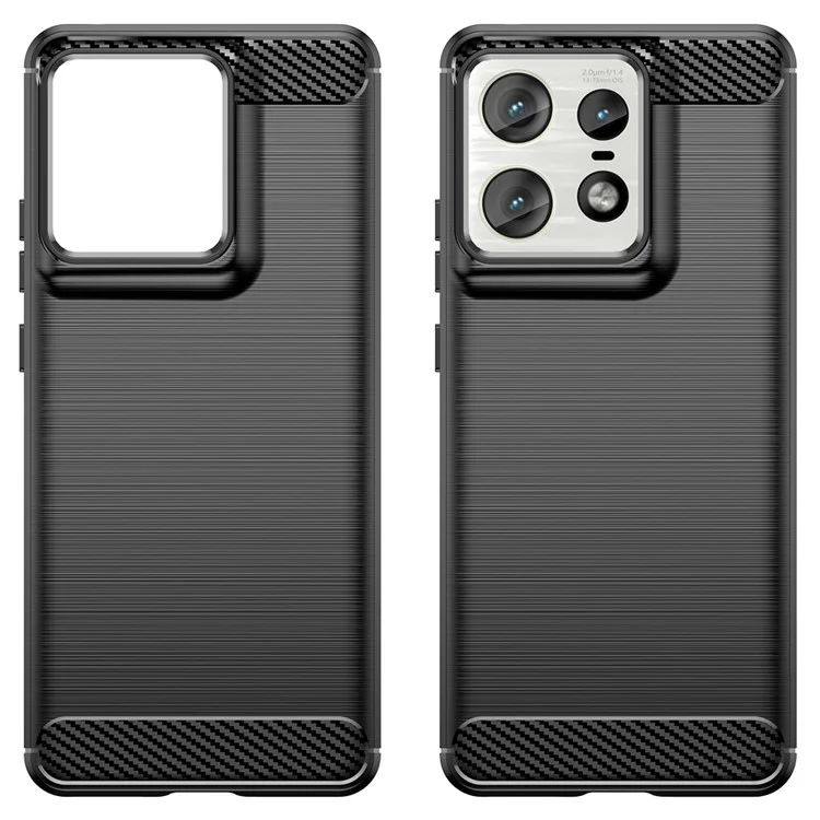 For Motorola Edge 50 Pro 5G Case Carbon Fiber Texture Brushed Soft TPU Phone Cover - Black