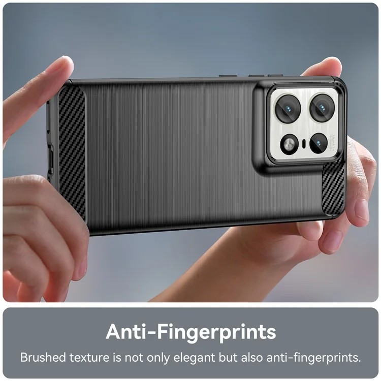 For Motorola Edge 50 Pro 5G Case Carbon Fiber Texture Brushed Soft TPU Phone Cover - Black