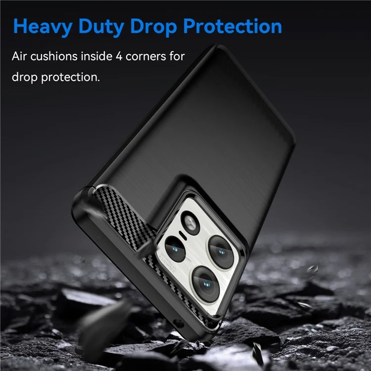 For Motorola Edge 50 Pro 5G Case Carbon Fiber Texture Brushed Soft TPU Phone Cover - Black